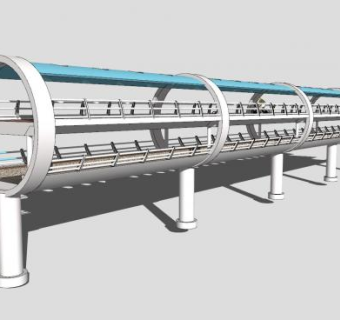 现代过街天桥设计SU模型下载_sketchup草图大师SKP模型