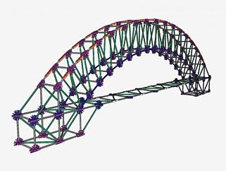 现代桁架拱桥SU模型下载_sketchup草图大师SKP模型