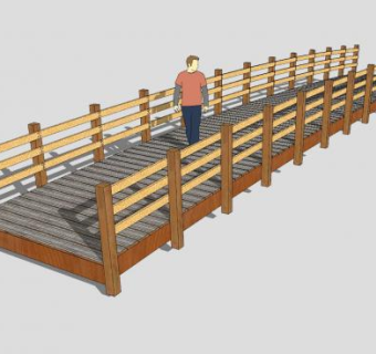 现代木桥栈道SU模型下载_sketchup草图大师SKP模型