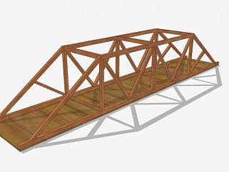 现代桁架木桥SU模型下载_sketchup草图大师SKP模型