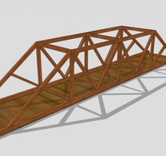 现代桁架木桥SU模型下载_sketchup草图大师SKP模型