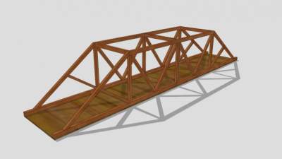 现代桁架木桥SU模型下载_sketchup草图大师SKP模型