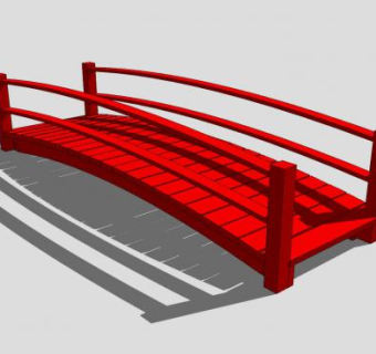 现代红色木桥SU模型下载_sketchup草图大师SKP模型