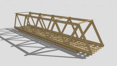 自然风木桥桁架SU模型下载_sketchup草图大师SKP模型