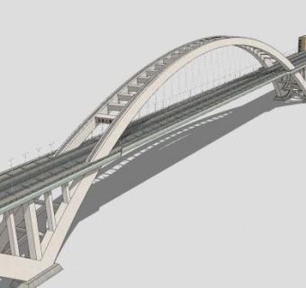 现代系杆拱桥设计SU模型下载_sketchup草图大师SKP模型