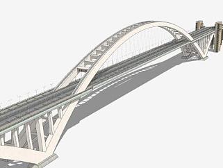 现代系杆拱桥设计SU模型下载_sketchup草图大师SKP模型