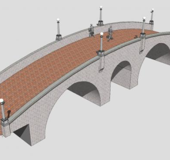 欧式灯柱拱桥SU模型下载_sketchup草图大师SKP模型