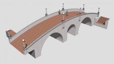 欧式灯柱拱桥SU模型下载_sketchup草图大师SKP模型