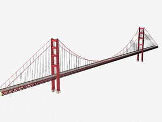 现代悬索桥设计SU模型下载_sketchup草图大师SKP模型