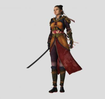 美女武士游戏人物SU模型下载_sketchup草图大师SKP模型