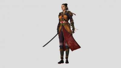 美女武士游戏人物SU模型下载_sketchup草图大师SKP模型