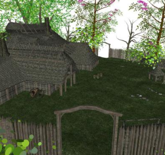 中式复古古代村庄SU模型下载_sketchup草图大师SKP模型