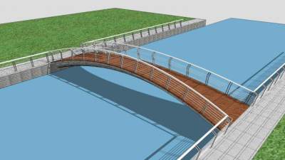 现代木质人行大桥SU模型下载_sketchup草图大师SKP模型