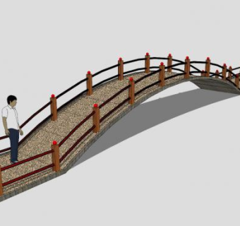 现代园林拱桥SU模型下载_sketchup草图大师SKP模型