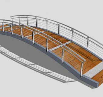现代木栈道拱桥SU模型下载_sketchup草图大师SKP模型