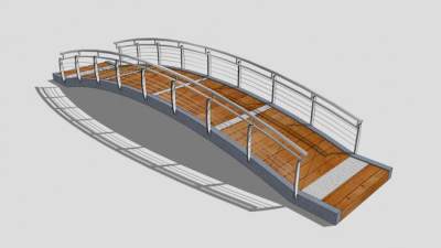 现代木栈道拱桥SU模型下载_sketchup草图大师SKP模型