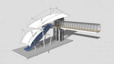 现代扶梯过街天桥SU模型下载_sketchup草图大师SKP模型