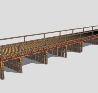 自然风木桩桥梁SU模型下载_sketchup草图大师SKP模型