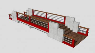 现代木桥设计SU模型下载_sketchup草图大师SKP模型