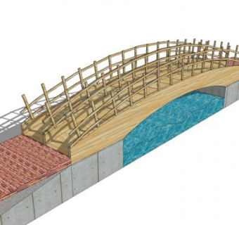自然风原木桥梁SU模型下载_sketchup草图大师SKP模型