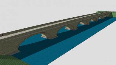 自然风跨河石桥SU模型下载_sketchup草图大师SKP模型