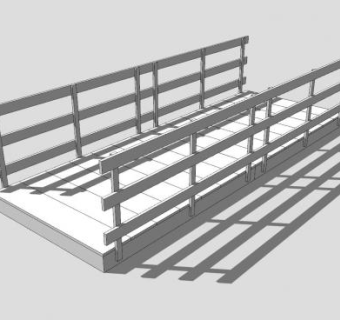 现代白色木桥SU模型下载_sketchup草图大师SKP模型