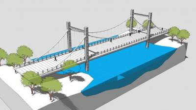 现代悬索大桥设计SU模型下载_sketchup草图大师SKP模型