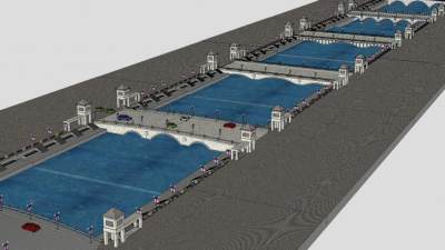 现代河道通行大桥SU模型下载_sketchup草图大师SKP模型