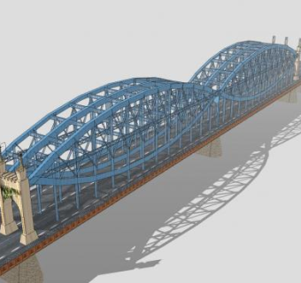 现代欧式组合体系桥SU模型下载_sketchup草图大师SKP模型