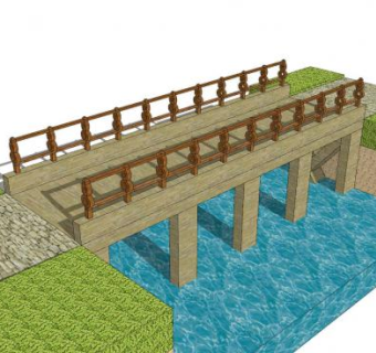 现代梁桥大桥SU模型下载_sketchup草图大师SKP模型