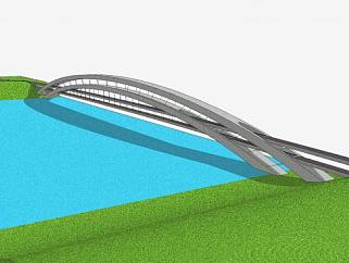 现代创意桥梁建筑<em>SU模型</em>下载_sketchup草图大师SKP模型
