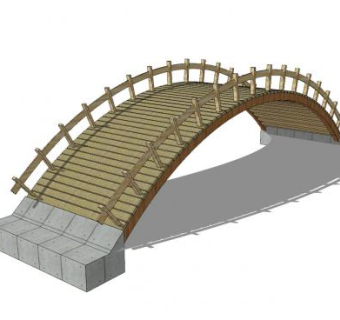 现代木拱桥设计SU模型下载_sketchup草图大师SKP模型