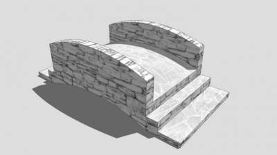 小型石桥设计SU模型下载_sketchup草图大师SKP模型