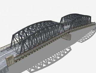 现代公路<em>桁架桥梁</em>SU模型下载_sketchup草图大师SKP模型