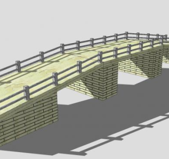 现代砖桥石桥SU模型下载_sketchup草图大师SKP模型