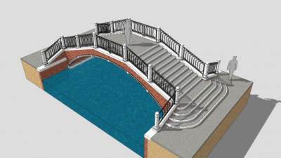 现代欧式拱桥SU模型下载_sketchup草图大师SKP模型