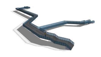 现代玻璃护栏景观桥SU模型下载_sketchup草图大师SKP模型