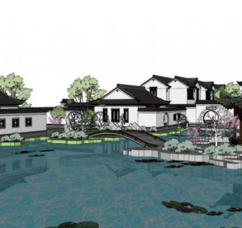 江南古镇su模型下载_sketchup草图大师SKP模型