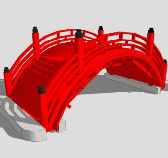 中式红拱桥SU模型下载_sketchup草图大师SKP模型