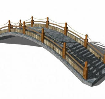 木护栏石拱桥SU模型下载_sketchup草图大师SKP模型