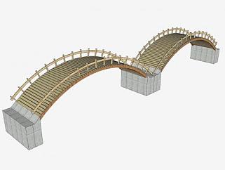 自然风双拱桥SU模型下载_sketchup草图大师SKP模型