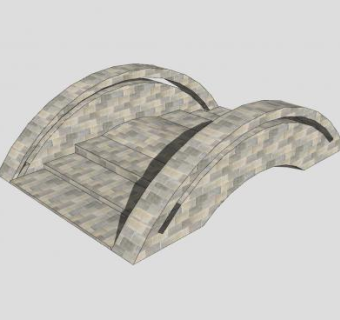 自然风石阶拱桥SU模型下载_sketchup草图大师SKP模型
