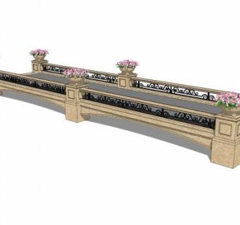 欧式花钵景观大桥SU模型下载_sketchup草图大师SKP模型