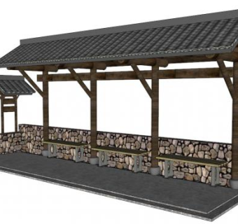 乡村景观座椅su模型下载_sketchup草图大师SKP模型