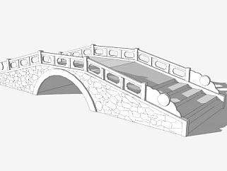 中式石拱桥sketchup模型下载_sketchup草图大师SKP模型