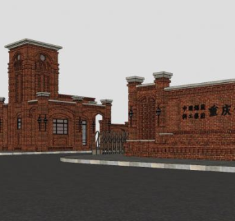 重庆设计研究院大门SU模型下载_sketchup草图大师SKP模型