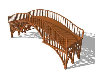 自然风实木拱桥<em>SU模型</em>下载_sketchup草图大师SKP模型