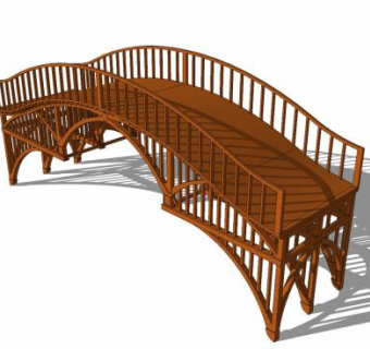 自然风实木拱桥SU模型下载_sketchup草图大师SKP模型