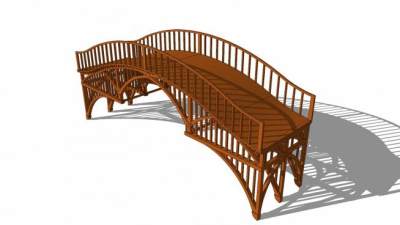自然风实木拱桥SU模型下载_sketchup草图大师SKP模型