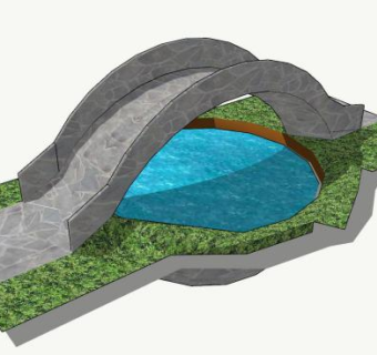 自然风观景石桥SU模型下载_sketchup草图大师SKP模型